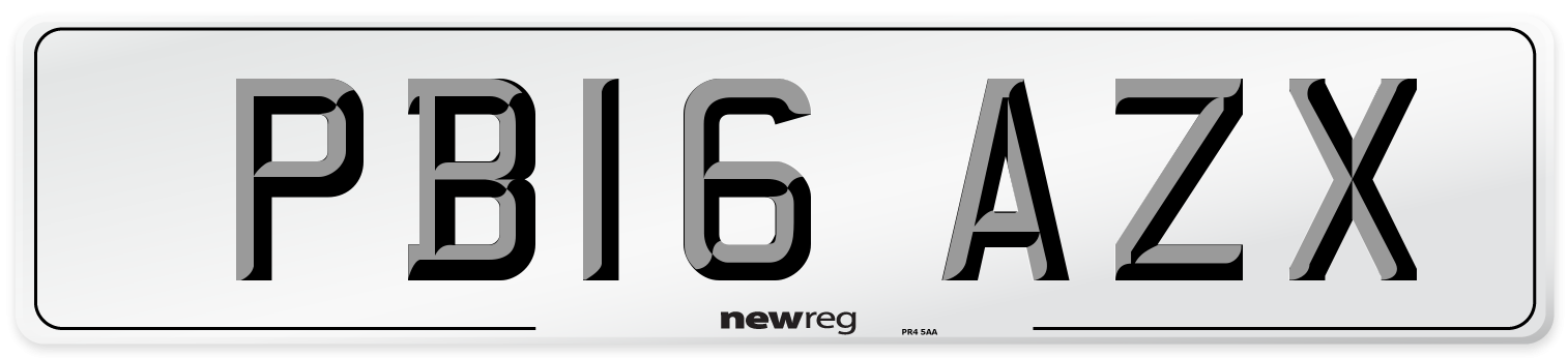 PB16 AZX Number Plate from New Reg